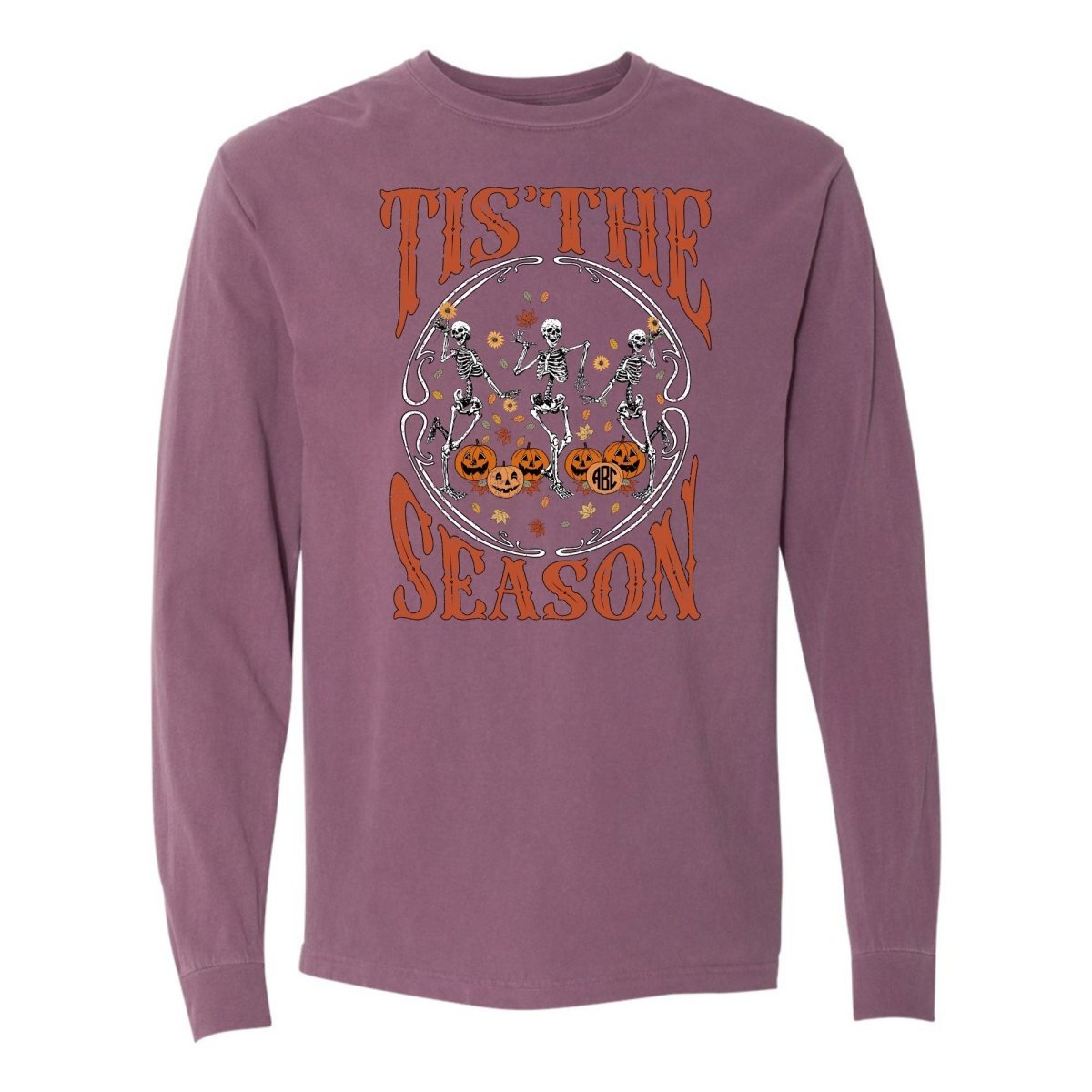 Monogramed 'Tis The Season Skeletons' Long Sleeve T-Shirt - United Monograms