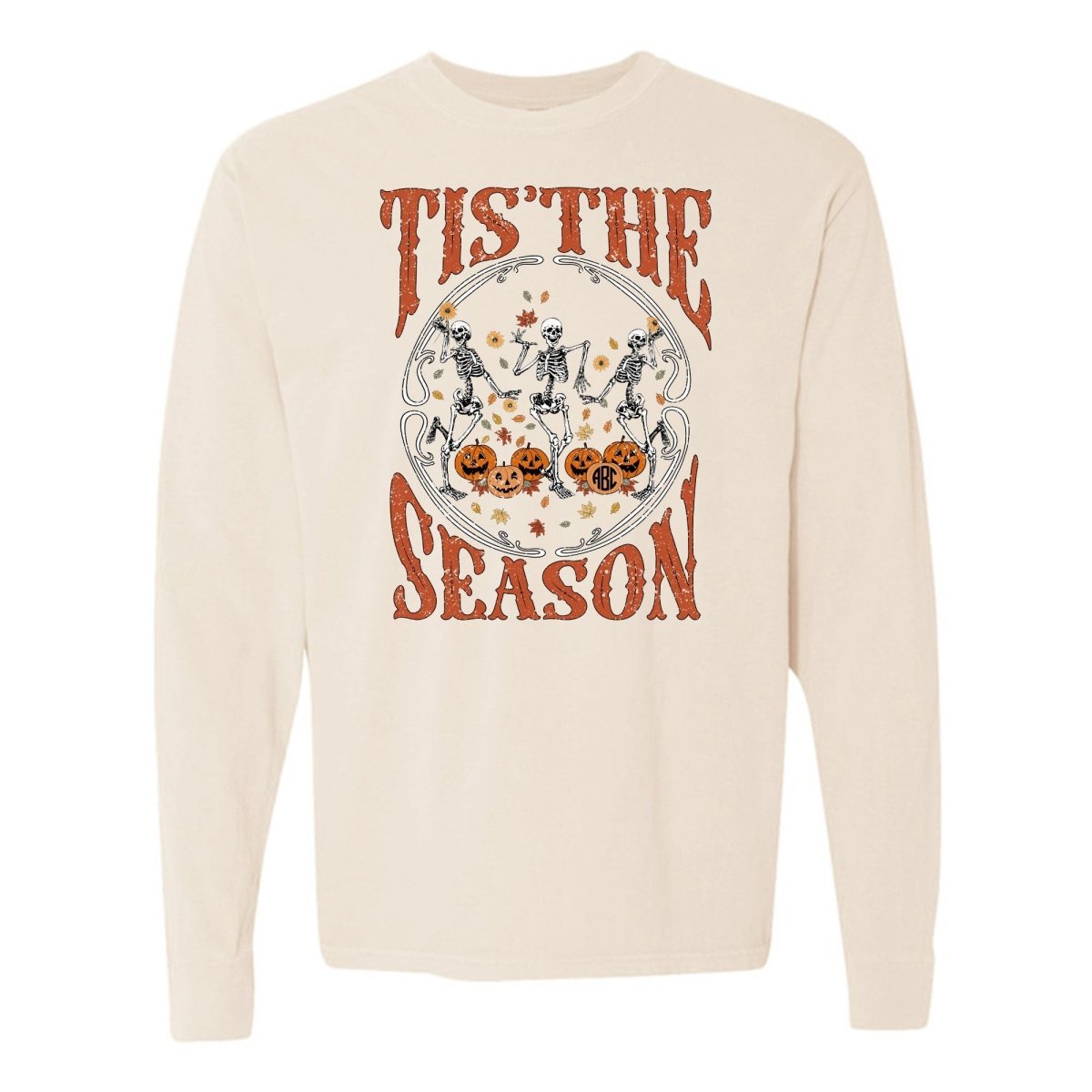 Monogramed 'Tis The Season Skeletons' Long Sleeve T-Shirt - United Monograms