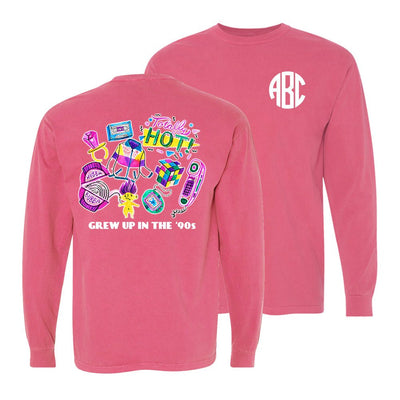 Monogrammed '90's Girl' Front & Back Long Sleeve T-Shirt - United Monograms