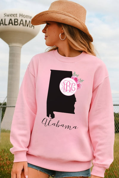 Monogrammed 'Alabama State Pride' Crewneck Sweatshirt - United Monograms