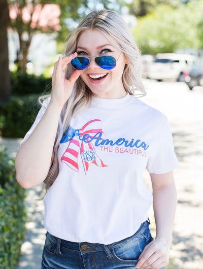 Monogrammed 'America The Beautiful' Basic T-Shirt - United Monograms
