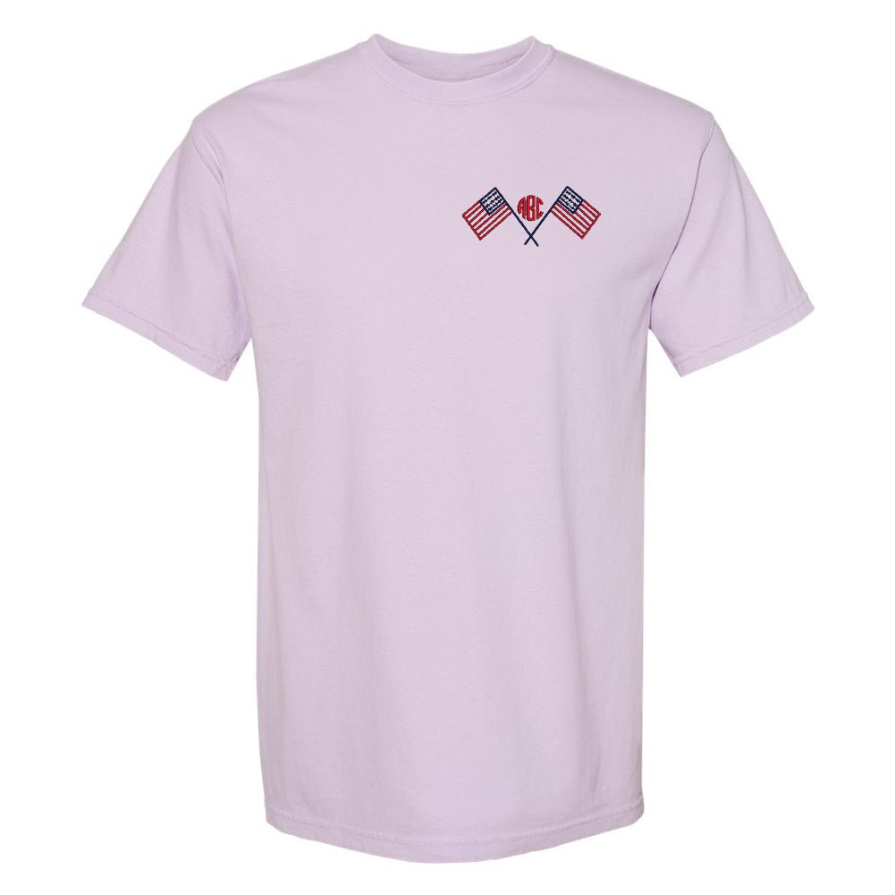 Monogrammed American Flag Comfort Colors T-Shirt - United Monograms