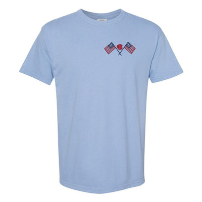 Monogrammed American Flag Comfort Colors T-Shirt - United Monograms