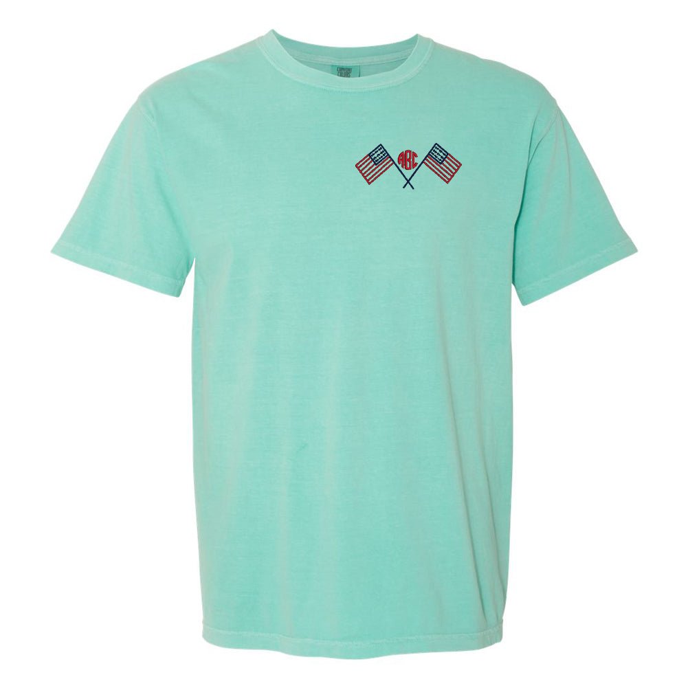 Monogrammed American Flag Comfort Colors T-Shirt - United Monograms