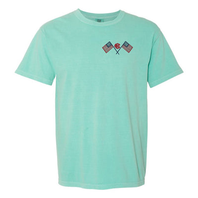 Monogrammed American Flag Comfort Colors T-Shirt - United Monograms