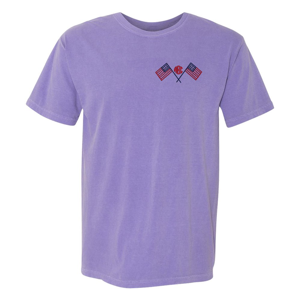 Monogrammed American Flag Comfort Colors T-Shirt - United Monograms