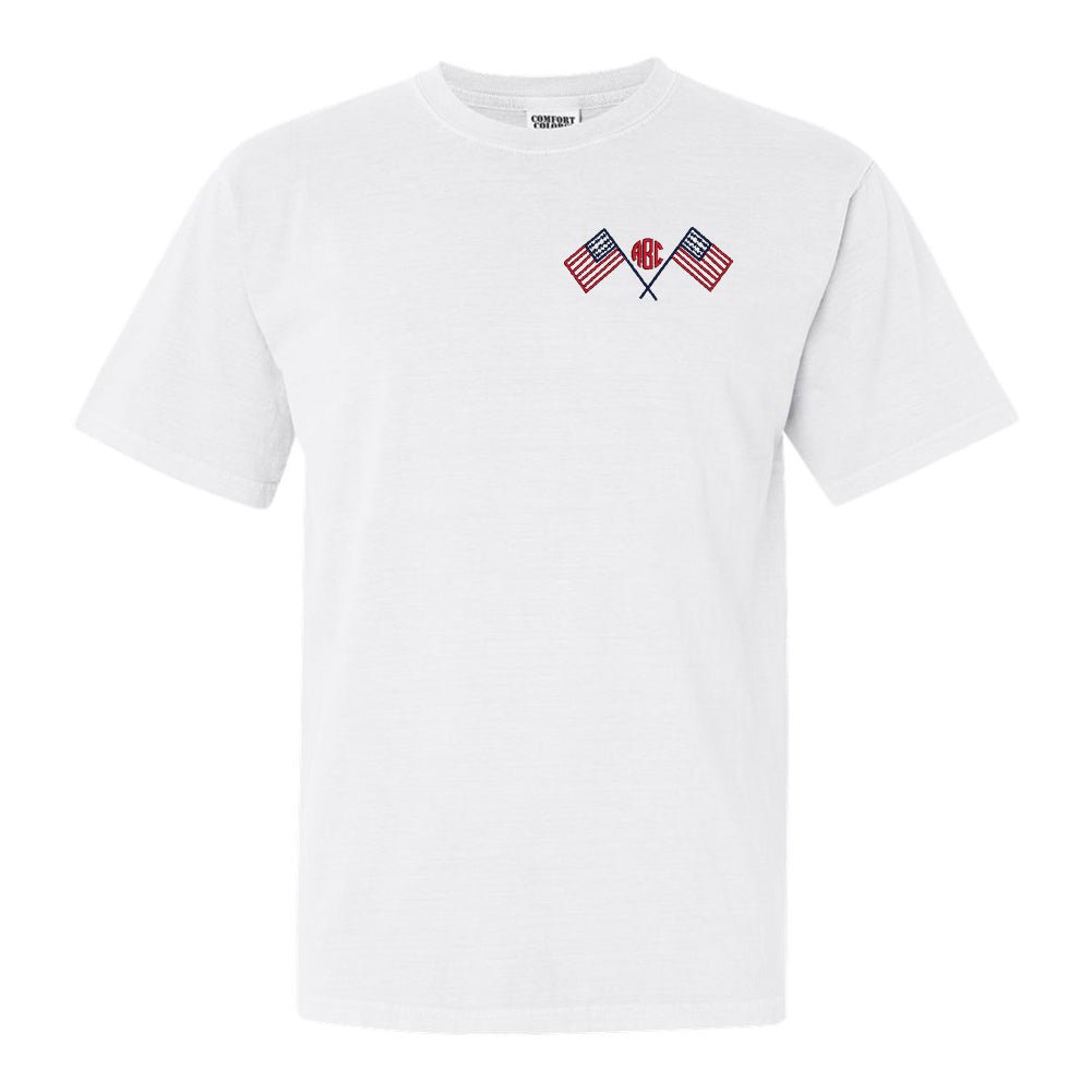 Monogrammed American Flag Comfort Colors T-Shirt - United Monograms