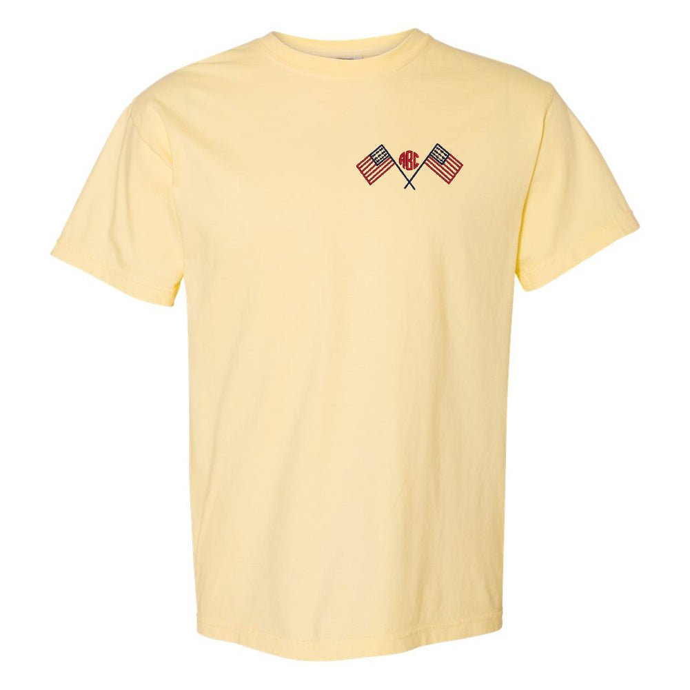 Monogrammed American Flag Comfort Colors T-Shirt - United Monograms