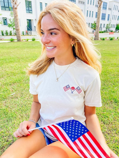 Monogrammed American Flag Comfort Colors T-Shirt - United Monograms