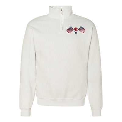 Monogrammed American Flag Quarter Zip Sweatshirt - United Monograms