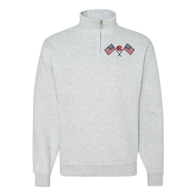 Monogrammed American Flag Quarter Zip Sweatshirt - United Monograms