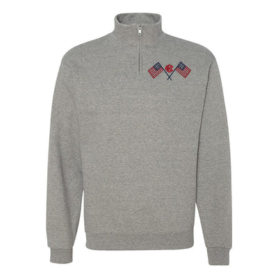 Monogrammed American Flag Quarter Zip Sweatshirt - United Monograms
