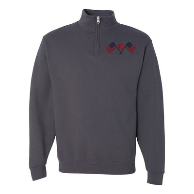 Monogrammed American Flag Quarter Zip Sweatshirt - United Monograms