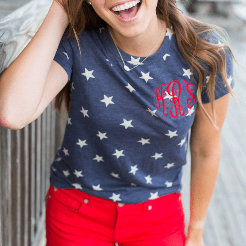 Monogrammed Americana Vintage Stars T-Shirt - United Monograms