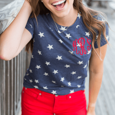 Monogrammed Americana Vintage Stars T-Shirt - United Monograms