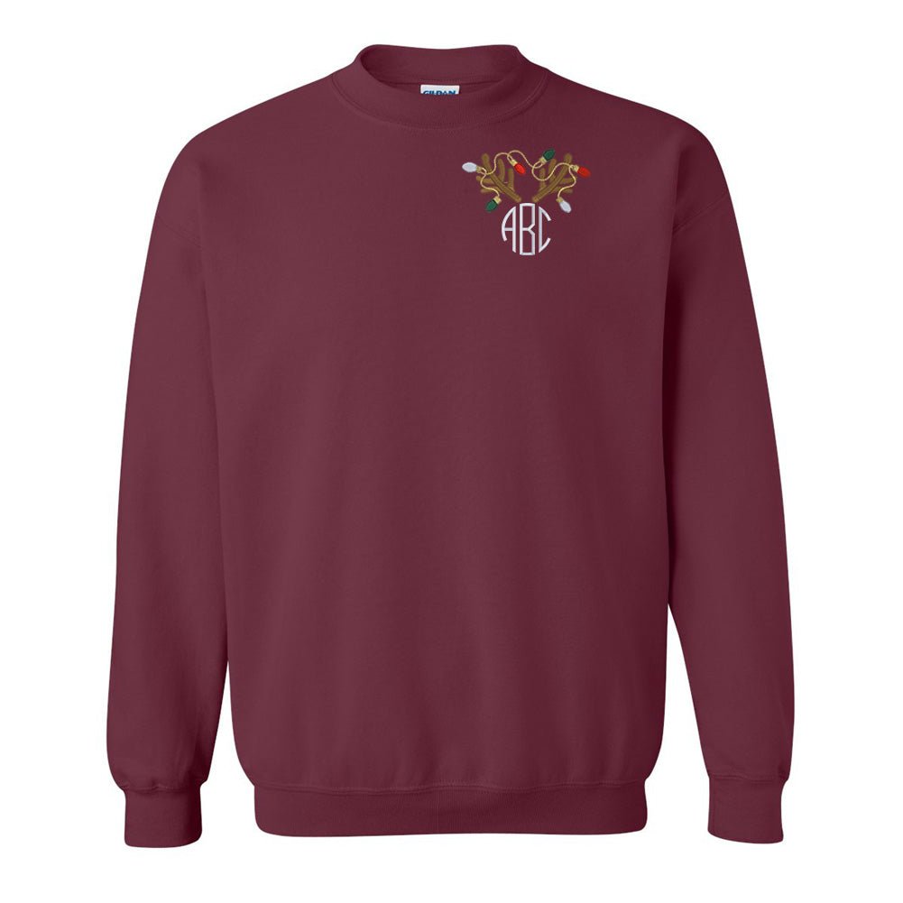 Monogrammed Antler Lights Crewneck Sweatshirt - United Monograms