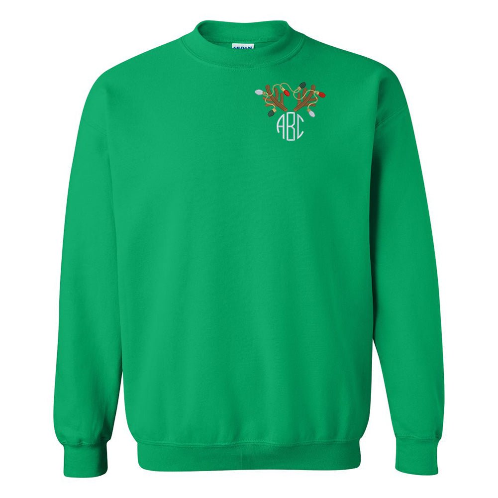 Monogrammed Antler Lights Crewneck Sweatshirt - United Monograms