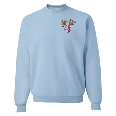 Monogrammed Antler Lights Crewneck Sweatshirt - United Monograms