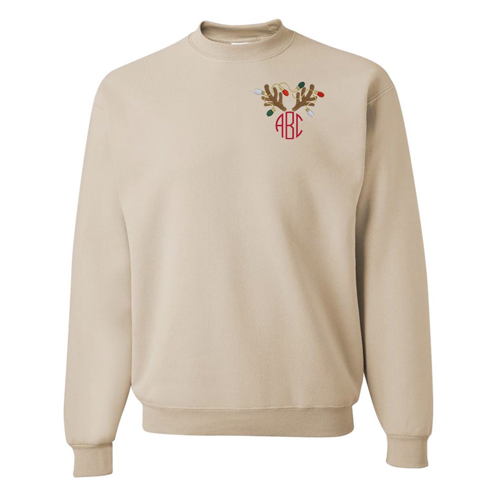 Monogrammed Antler Lights Crewneck Sweatshirt - United Monograms