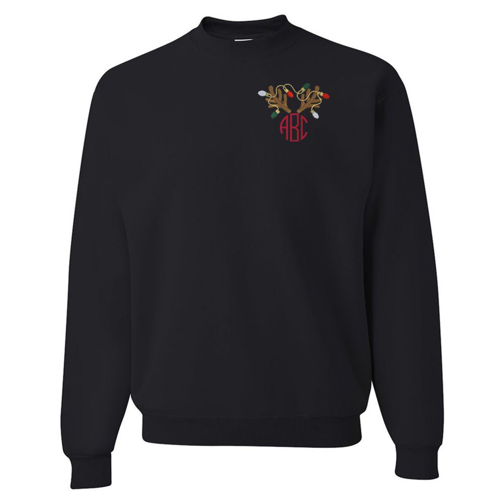 Monogrammed Antler Lights Crewneck Sweatshirt - United Monograms