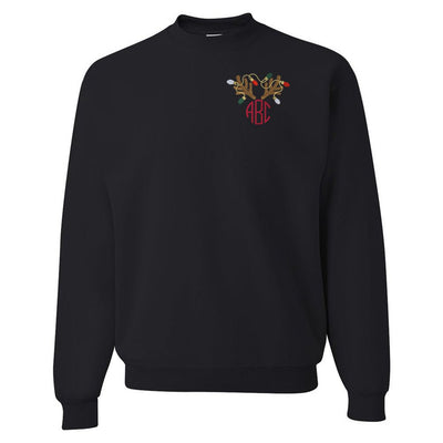 Monogrammed Antler Lights Crewneck Sweatshirt - United Monograms