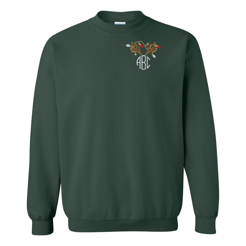 Monogrammed Antler Lights Crewneck Sweatshirt - United Monograms