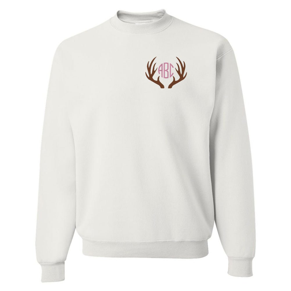 Monogrammed Antlers Crewneck Sweatshirt - United Monograms