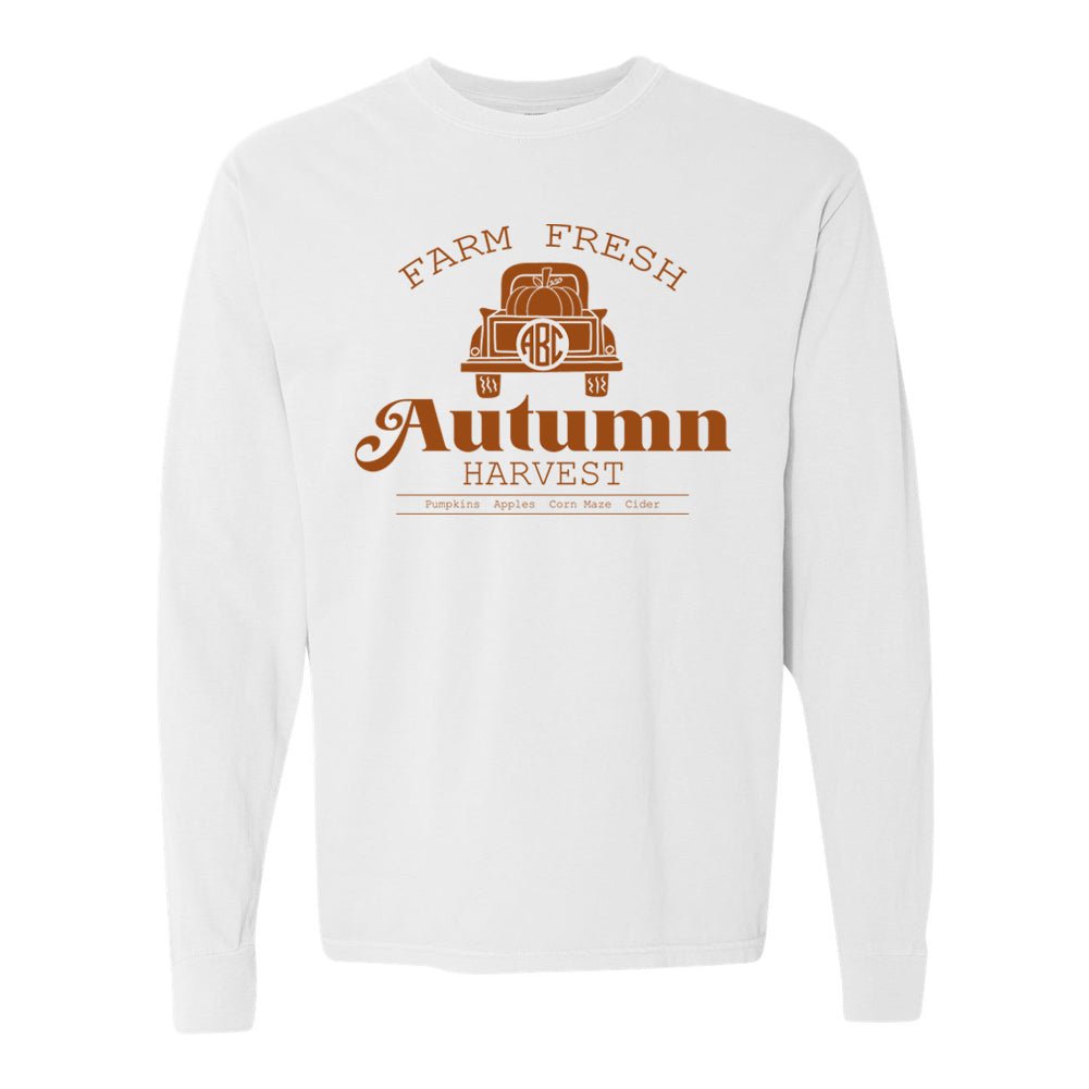Monogrammed 'Autumn Harvest' Comfort Colors Long Sleeve T-Shirt - United Monograms