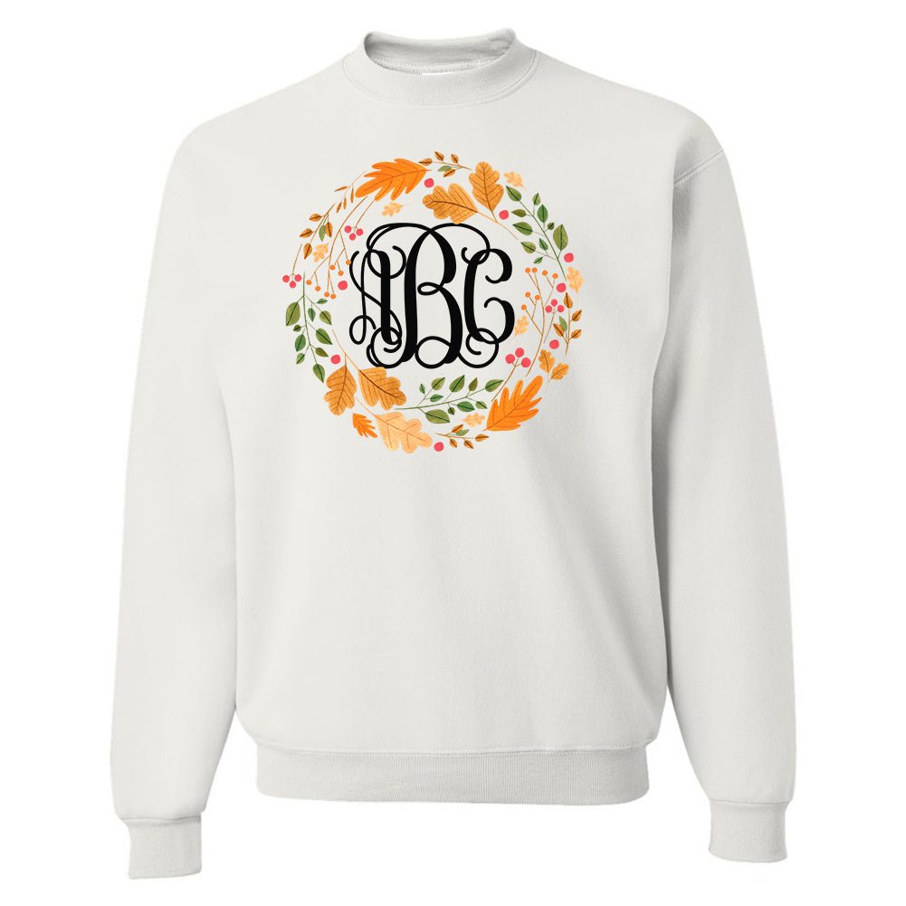 Monogrammed 'Autumn Wreath' Crewneck Sweatshirt - United Monograms
