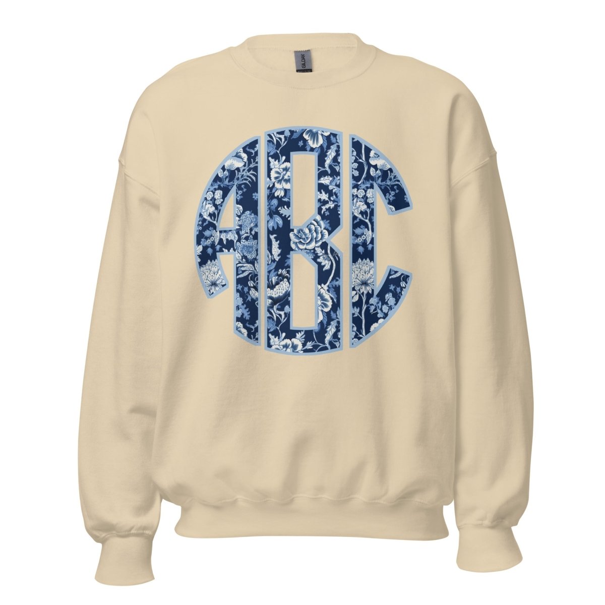 Monogrammed 'Blue & White Chinoiserie' Big Print Sweatshirt - United Monograms
