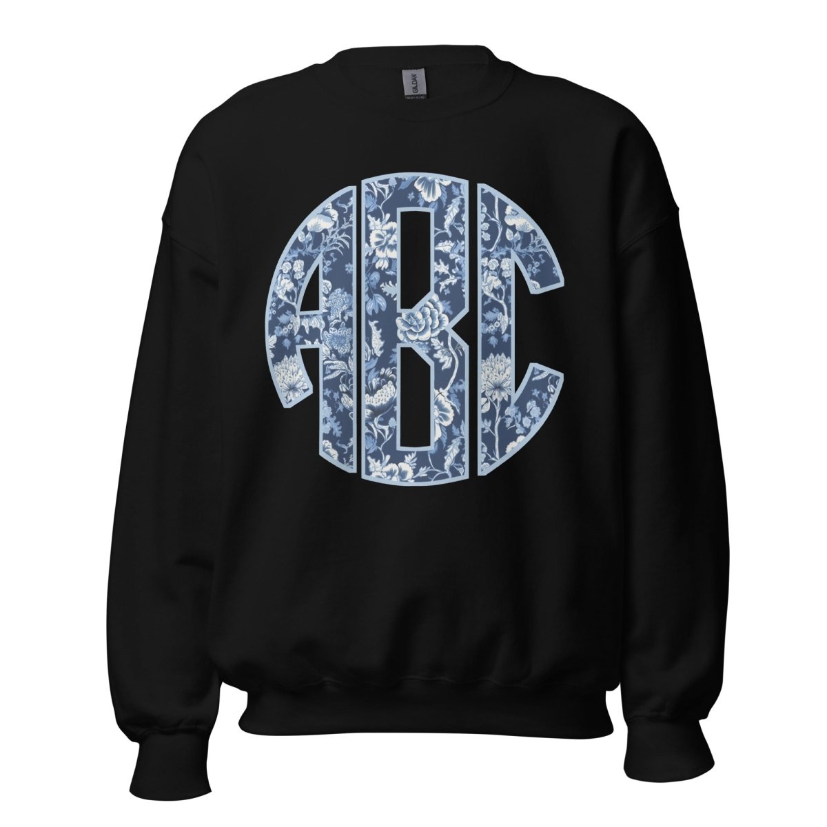 Monogrammed 'Blue & White Chinoiserie' Big Print Sweatshirt - United Monograms