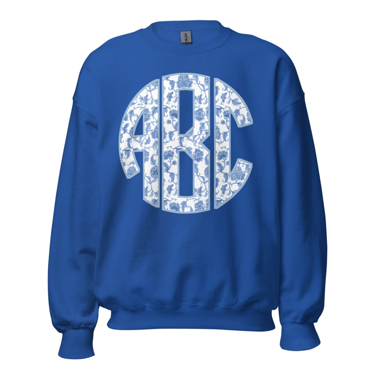Monogrammed 'Blue & White Chinoiserie' Big Print Sweatshirt - United Monograms