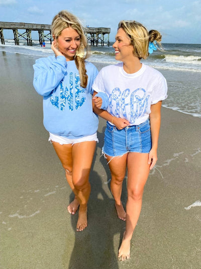 Monogrammed 'Blue & White Chinoiserie' Big Print Sweatshirt - United Monograms
