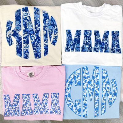 Monogrammed 'Blue & White Chinoiserie' Big Print Sweatshirt - United Monograms