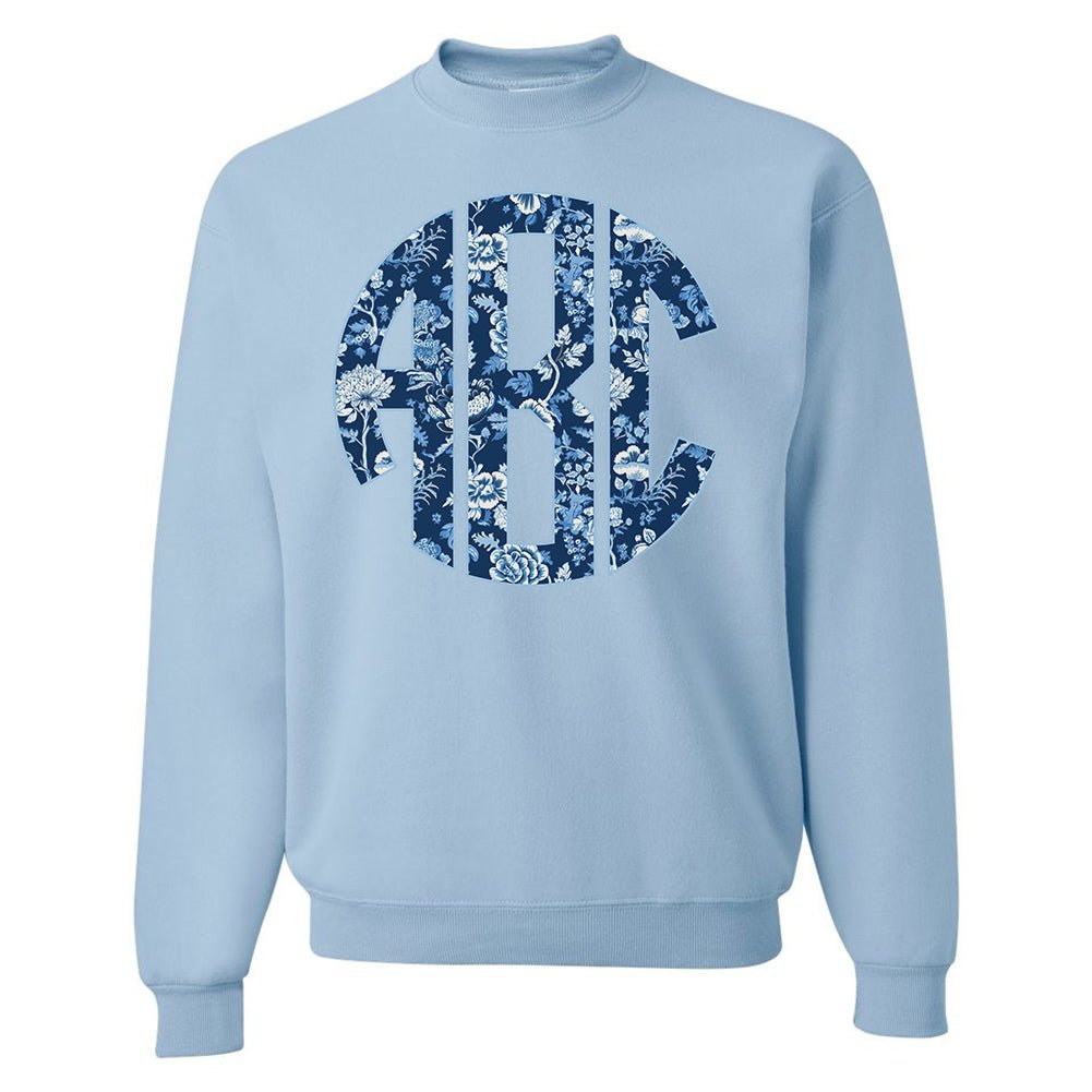Monogrammed 'Blue & White Chinoiserie' Big Print Sweatshirt - United Monograms