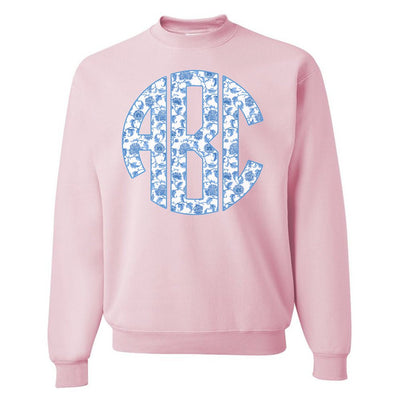 Monogrammed 'Blue & White Chinoiserie' Big Print Sweatshirt - United Monograms