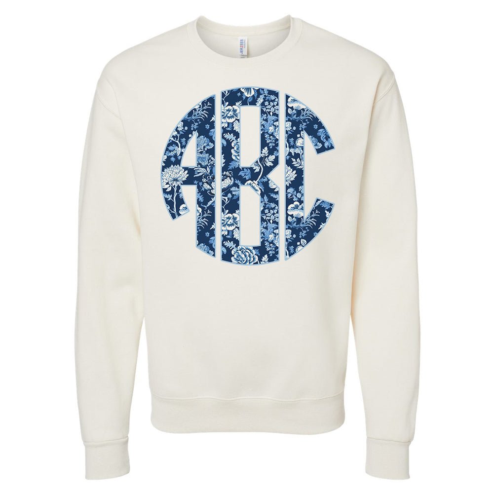 Monogrammed 'Blue & White Chinoiserie' Big Print Sweatshirt - United Monograms