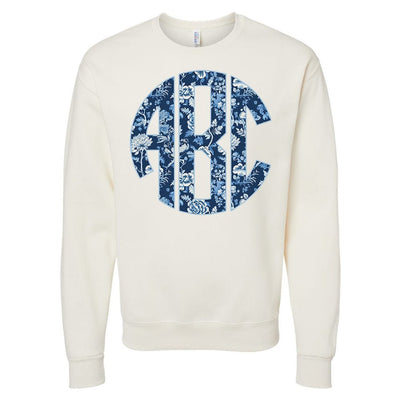 Monogrammed 'Blue & White Chinoiserie' Big Print Sweatshirt - United Monograms