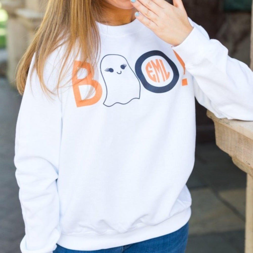 Monogrammed 'BOO' Crewneck Sweatshirt - United Monograms