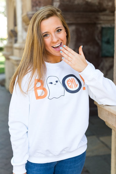 Monogrammed 'BOO' Crewneck Sweatshirt - United Monograms