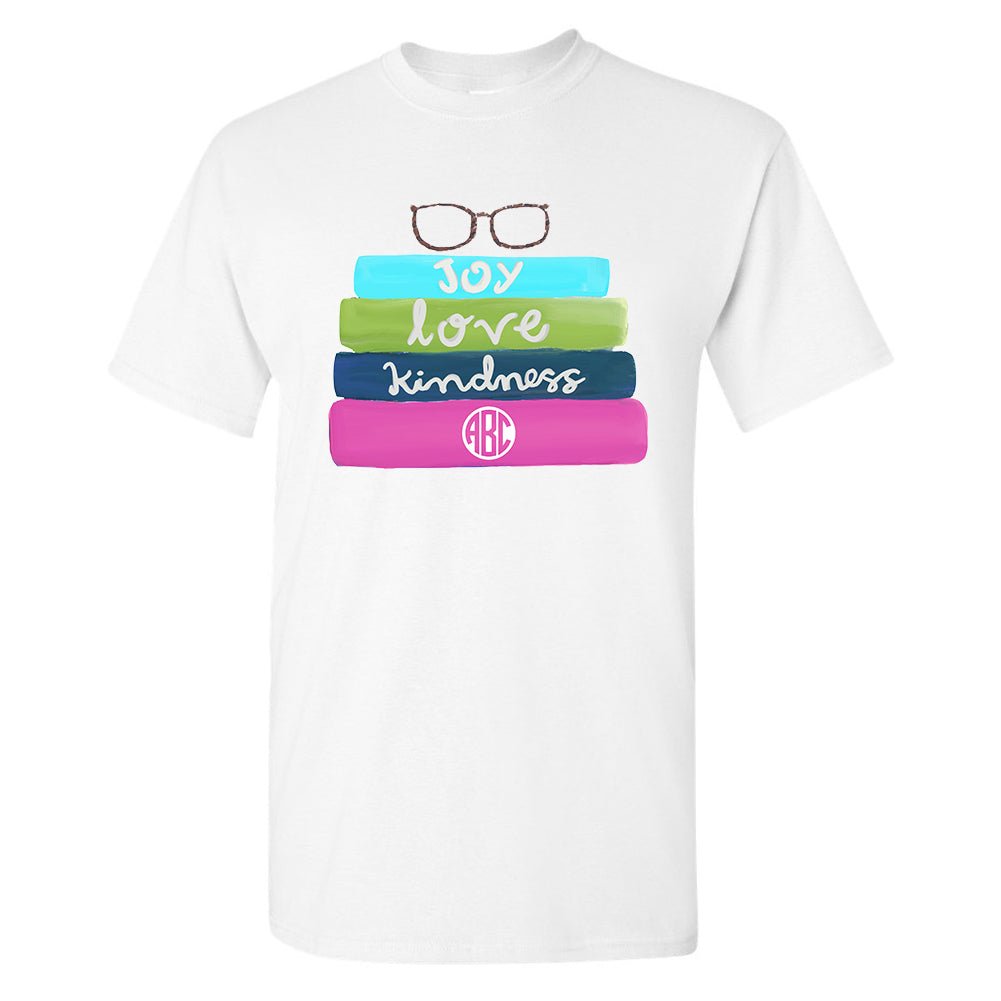 Monogrammed 'Bookstack' Basic T-Shirt - United Monograms