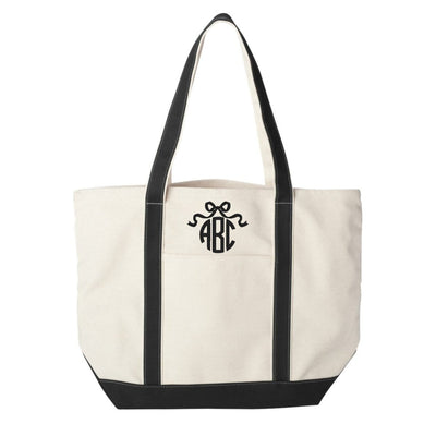 Monogrammed 'Bow' Canvas Boat Tote - United Monograms