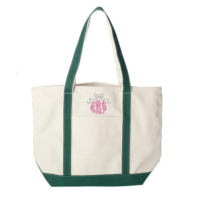 Monogrammed 'Bow' Canvas Boat Tote - United Monograms