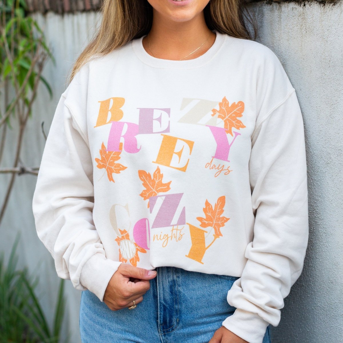 Monogrammed 'Breezy Days, Cozy Nights' Crewneck Sweatshirt - United Monograms