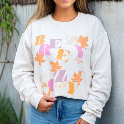 Monogrammed 'Breezy Days, Cozy Nights' Crewneck Sweatshirt - United Monograms