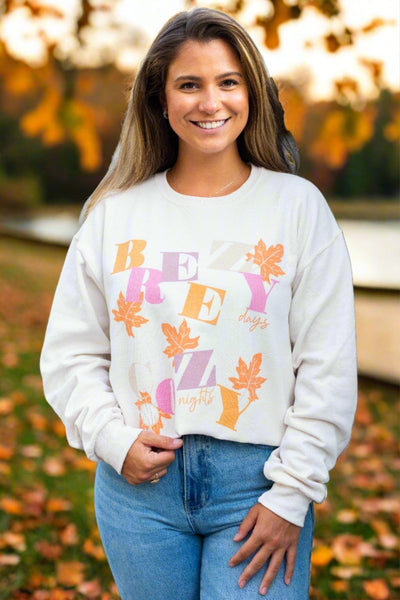Monogrammed 'Breezy Days, Cozy Nights' Crewneck Sweatshirt - United Monograms