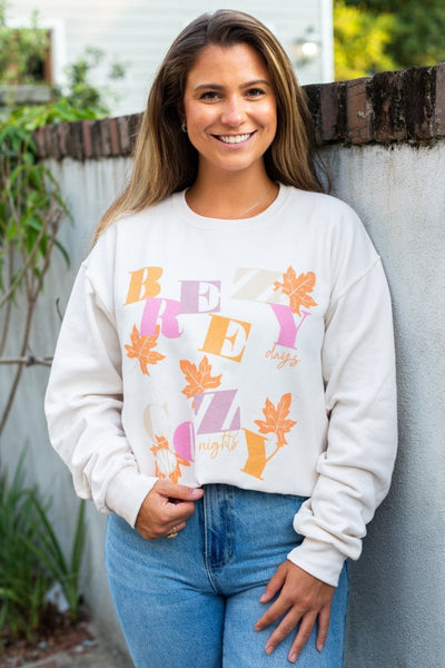 Monogrammed 'Breezy Days, Cozy Nights' Crewneck Sweatshirt - United Monograms
