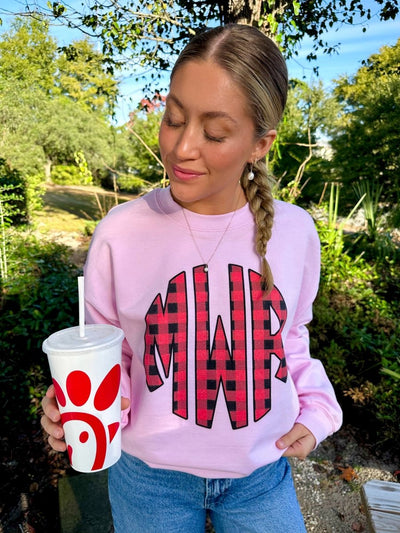 Monogrammed 'Buffalo Check' Big Print Crewneck Sweatshirt - United Monograms