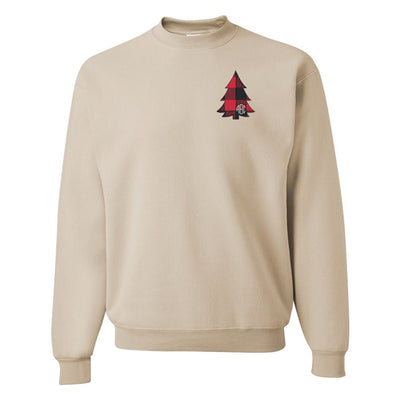 Monogrammed Buffalo Check Christmas Tree Crewneck Sweatshirt - United Monograms