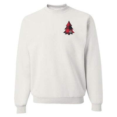 Monogrammed Buffalo Check Christmas Tree Crewneck Sweatshirt - United Monograms